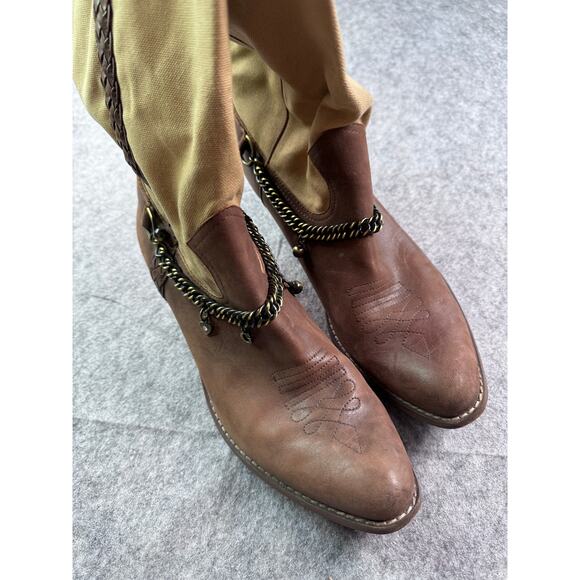 Guess Women's 9.5 Tan/Brown Canvas Leather Boots - Picture 4 of 9